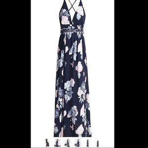 BerryGo Deep V Backless Maxi Dress